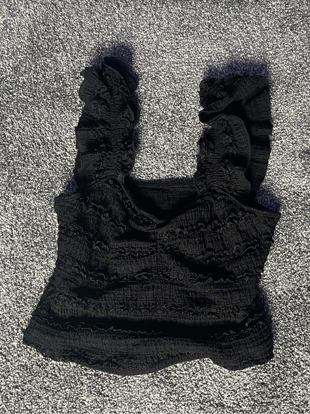 SHEIN Black Ruffle Smocked Tank